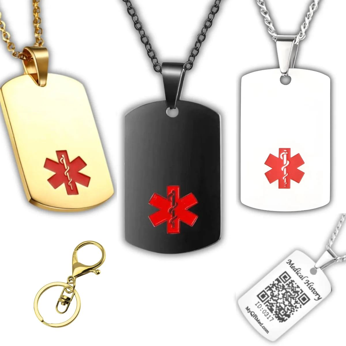 Dog Tag Emergency ID Necklace/Keyring
